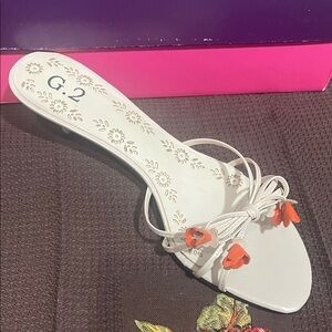 Women's Cream Sandals with Red Accents